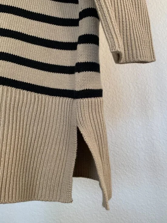 Gap Stripe Mini Sweater Dress – Camel Tan & Black – 100% Cotton – Size M – NWT - Picture 4 of 7